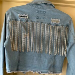 Steve Madden Bling Drip Jean Jacket New